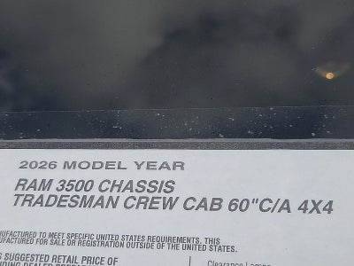 2026 RAM Ram 3500 Chassis Cab RAM 3500 TRADESMAN CREW CAB CHASSIS 4X4 60' CA