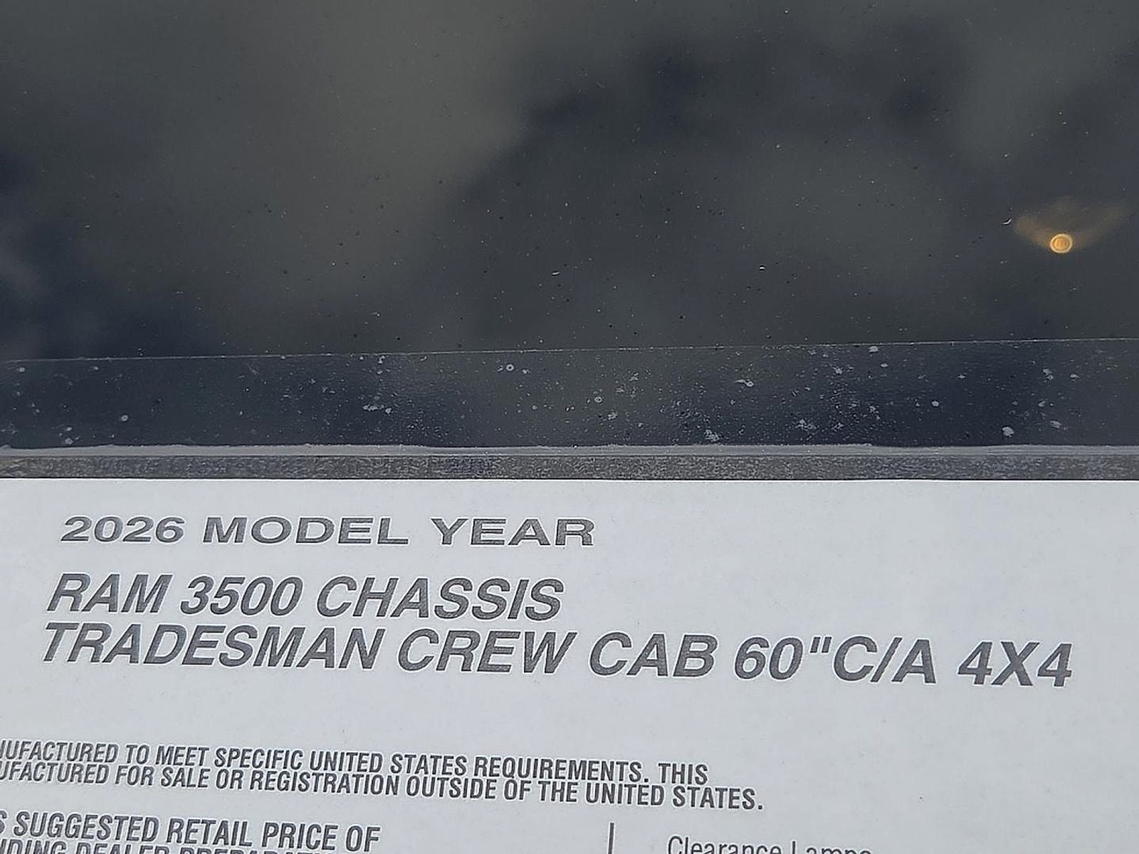 2026 RAM Ram 3500 Chassis Cab RAM 3500 TRADESMAN CREW CAB CHASSIS 4X4 60' CA