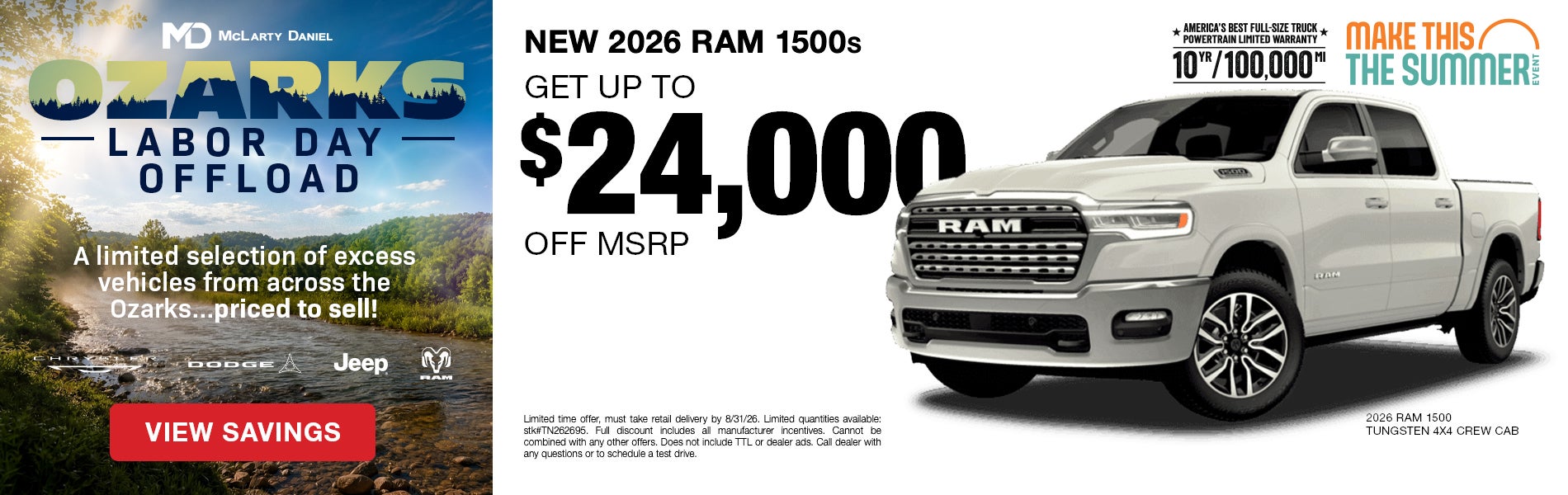  Get up to $24,000 off MSRP on NEW 2026 RAM 1500s! 
