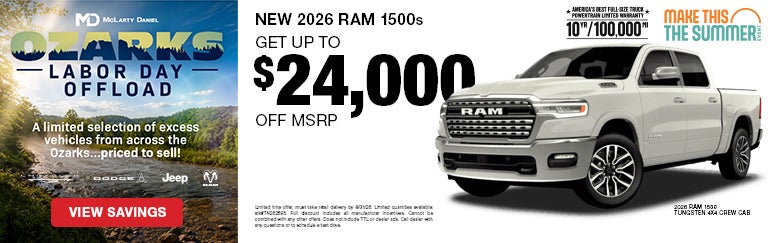  Get up to $24,000 off MSRP on NEW 2026 RAM 1500s! 