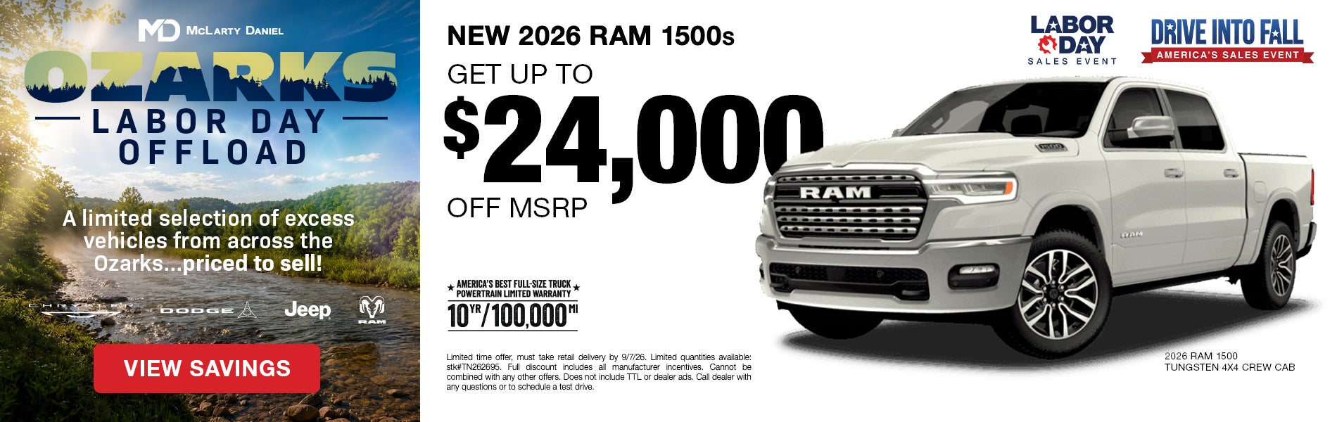 Get up to $24,000 off MSRP on NEW 2026 RAM 1500s! 