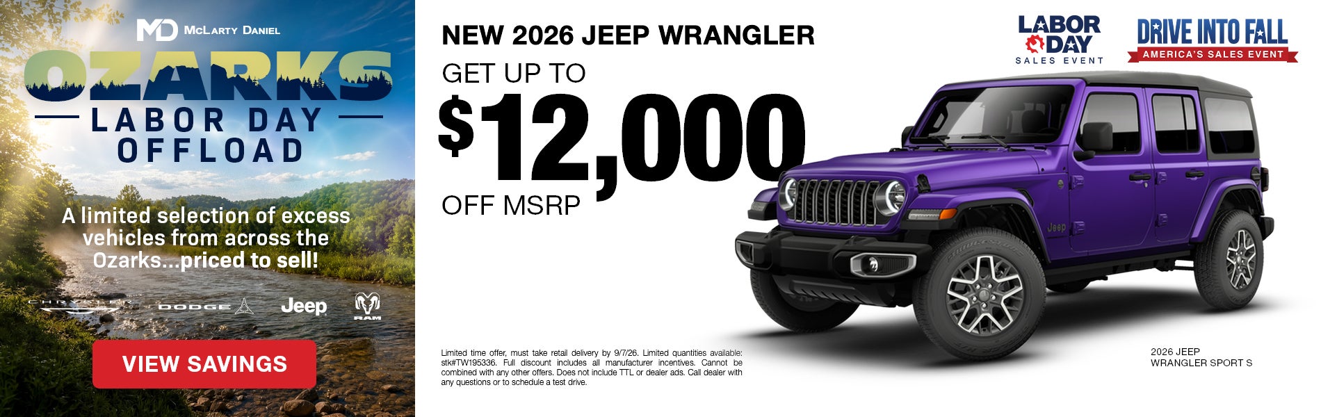 Get up to $12,000 off MSRP on NEW 2026 JEEP WRANGLERS!