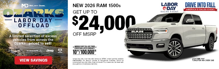 Get up to $24,000 off MSRP on NEW 2026 RAM 1500s! 